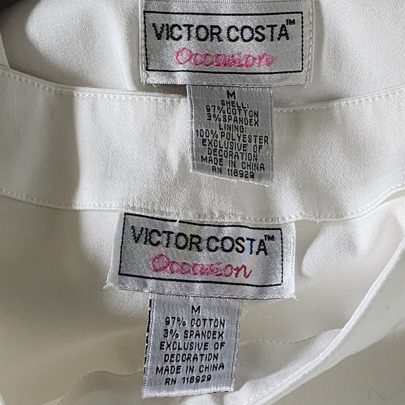 Victor Costa Occasion White with Red Flower Floral Design Jacket and Pant Suit - Picture 15 of 17